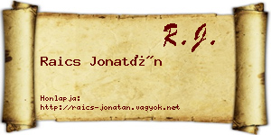 Raics Jonatán névjegykártya